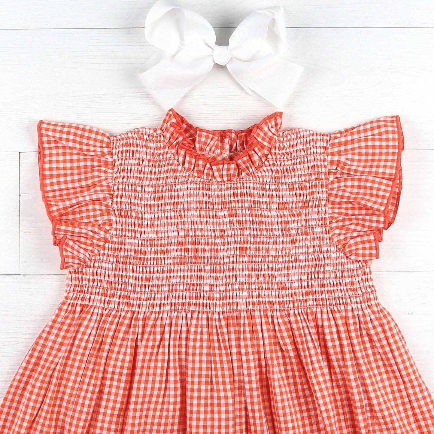 Gameday Girls Dress - Orange Check