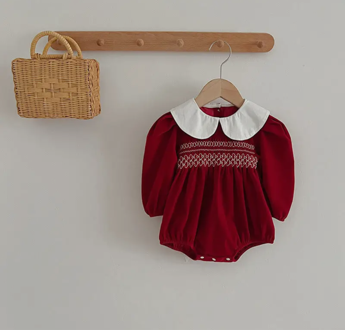 Doll Neck Red Long Sleeve Bubble
