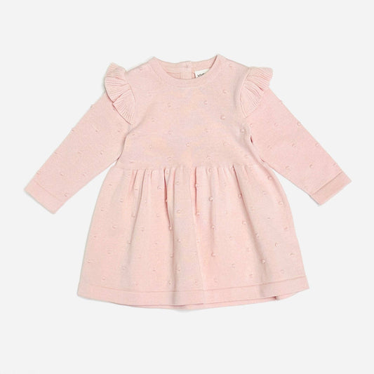 Milan Ruffle & Bobble Baby Knit Dress