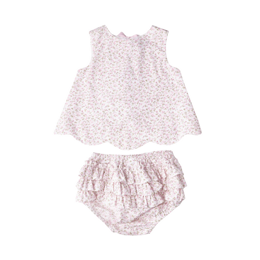 Blush Floral Scalloped Tunic Set