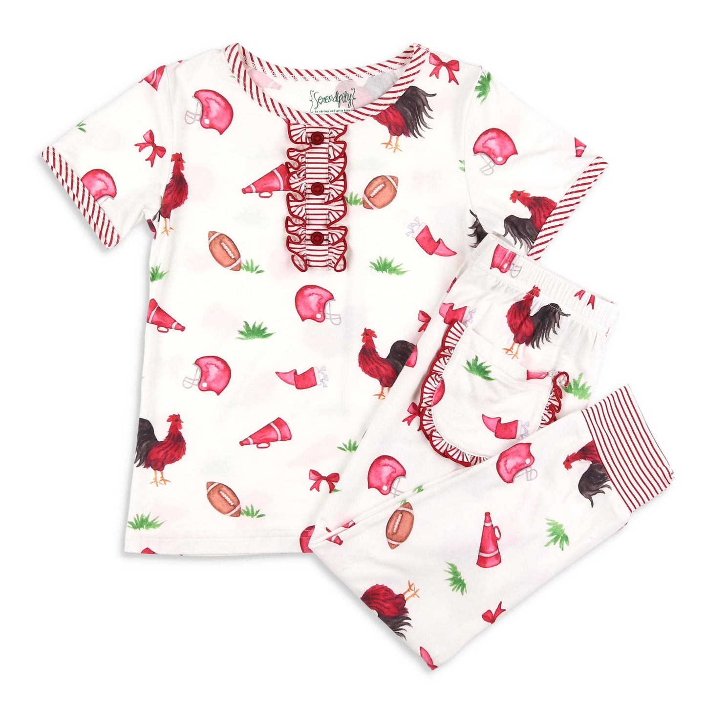 Girls Gameday Rooster Ruffle Loungewear Set