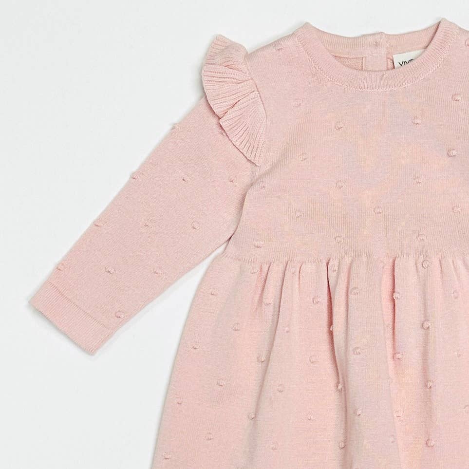 Milan Ruffle & Bobble Baby Knit Dress