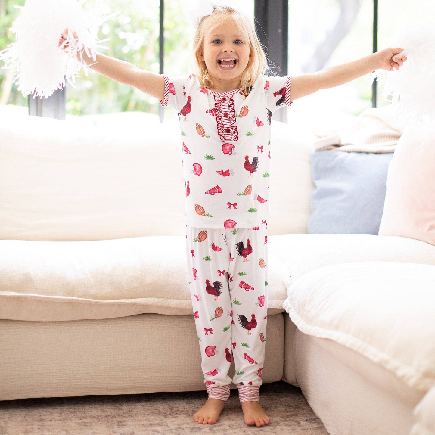 Girls Gameday Rooster Ruffle Loungewear Set