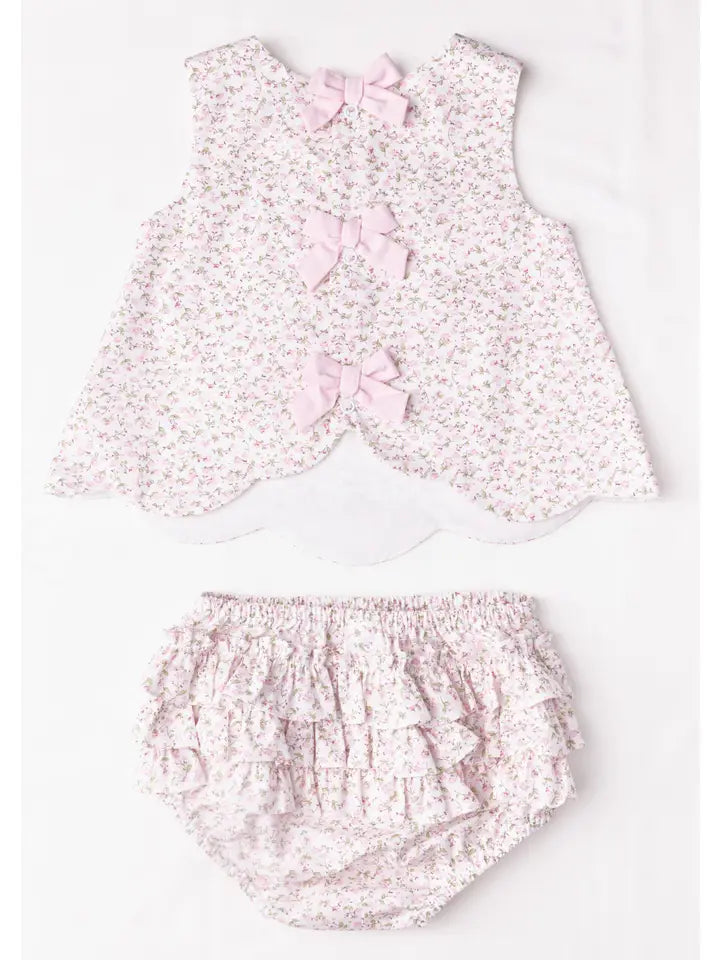 Blush Floral Scalloped Tunic Set