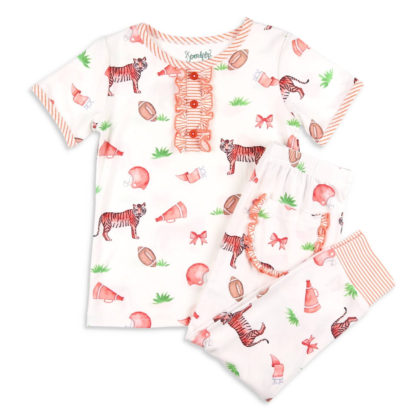 Girls Gameday Tiger Ruffle Loungewear Set