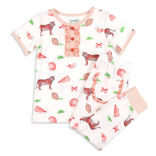 Girls Gameday Tiger Ruffle Loungewear Set
