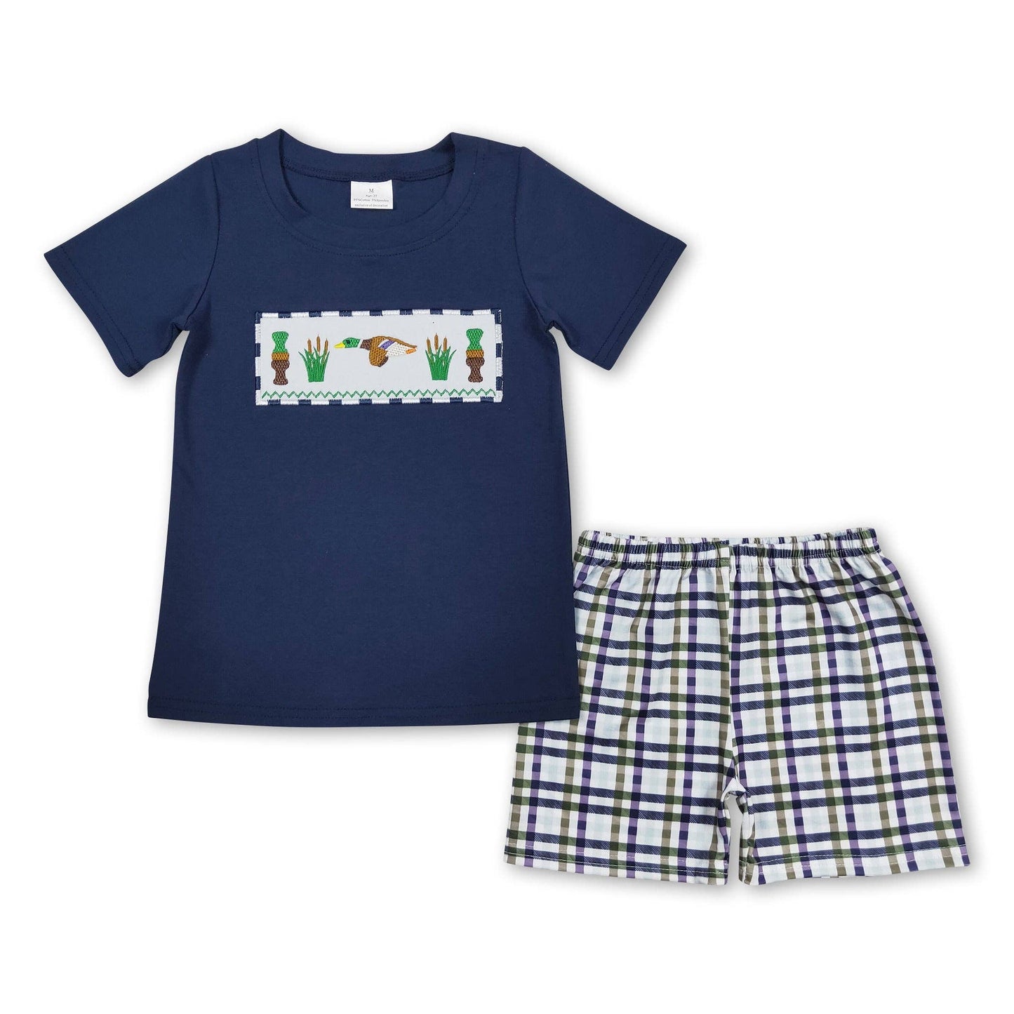 Embroidered Duck Call Navy Boy Set