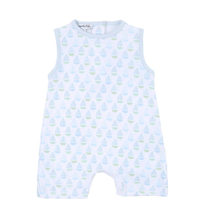 Sweet Sailing Blue Printed Sleevless Short Playsuit