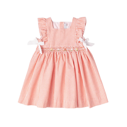 Orange Stripe Smocked Dress