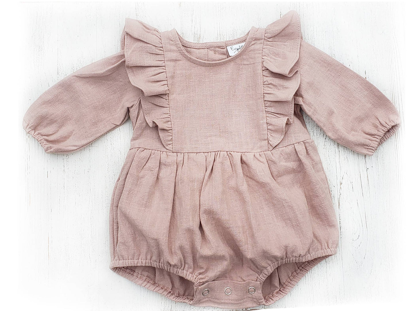 Linen Ruffled Long Sleeve Bubble