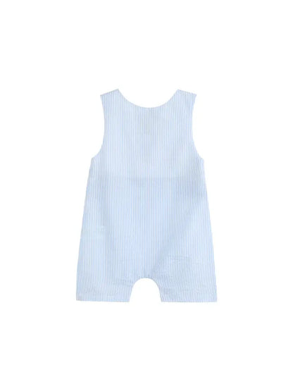 Blue Stripe Crawfish Smocked Shortalls