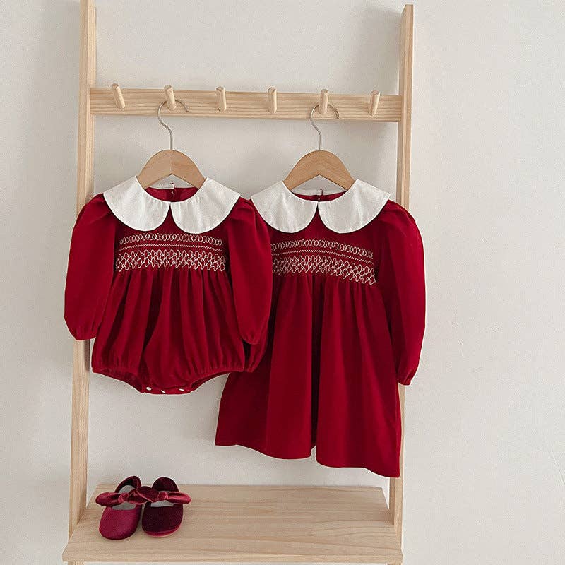 Doll Neck Red Long Sleeve Bubble