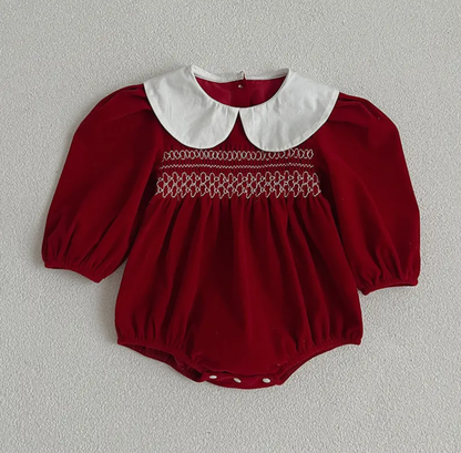 Doll Neck Red Long Sleeve Bubble