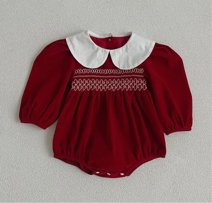 Doll Neck Red Long Sleeve Bubble