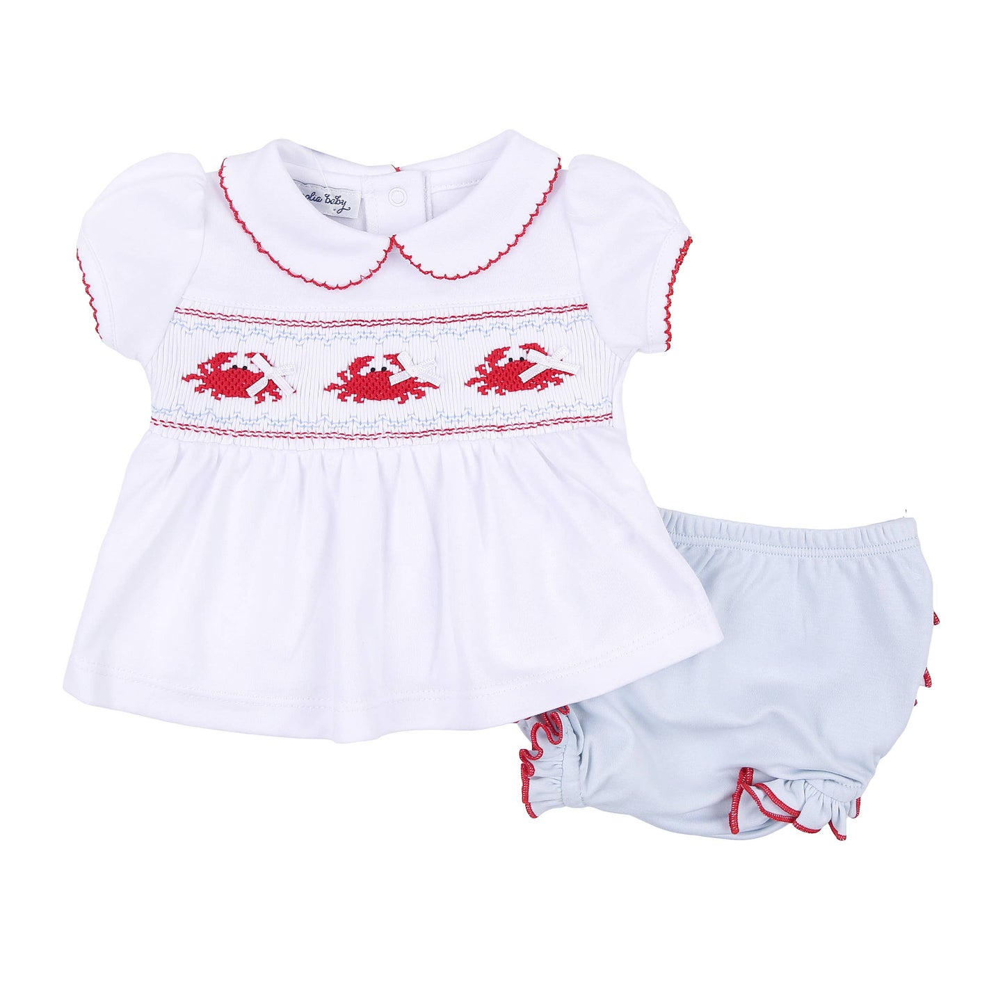 Crab Class LB Girl Smock Collar Ruffle S/S Diaper Cover Set