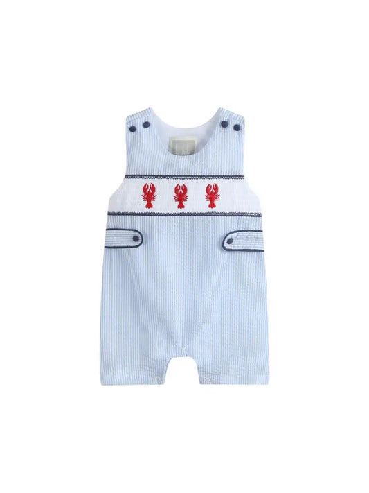 Blue Stripe Crawfish Smocked Shortalls