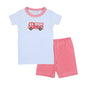 Sound the Alarm Applique Blue Short Pajamas